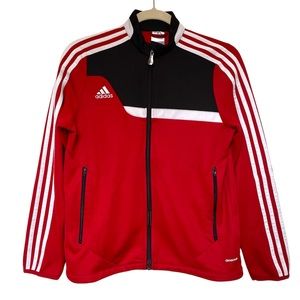 Adidas Classic Red Track Jacket Youth Medium Soccer Jersey Zipper with Climacool